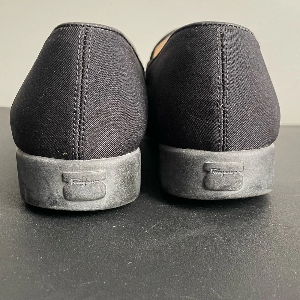 Salvatore Ferragamo Sport Black Fabric Logo Bit Loafers Shoes Made in Italy 9.5 - Picture 8 of 12